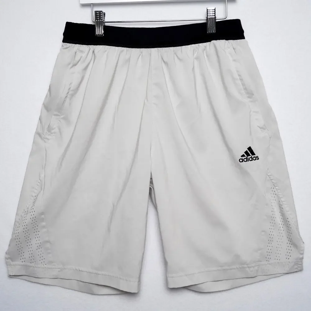 Adidas White Shorts Black Waistband‎ Running Shorts Size Med 9